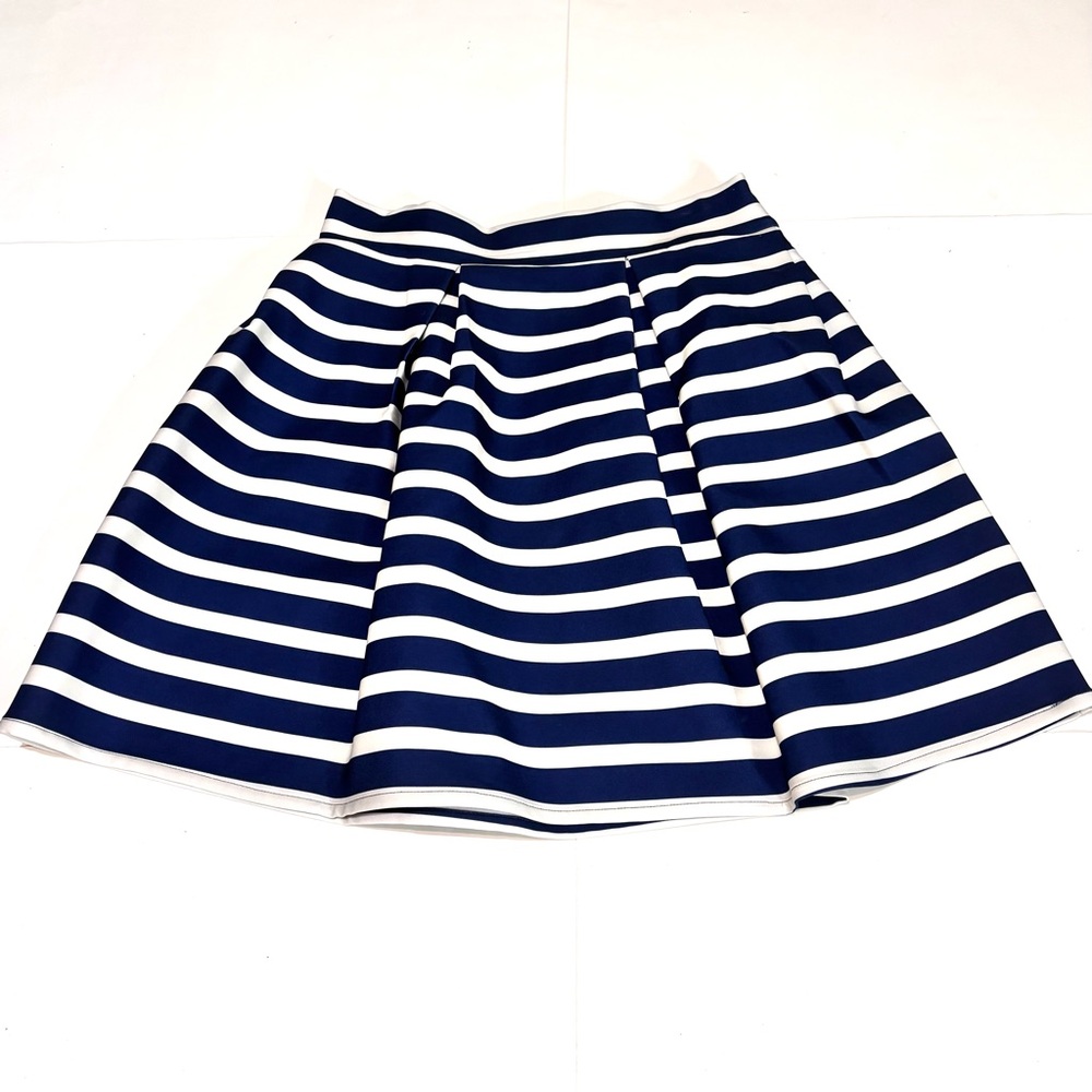 Chicwish Navy and White Striped Skater Skirt